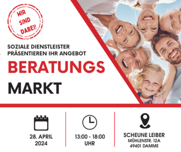 Bild vergrößern: Soziale Dienstleister präsentieren ihr Angebot / Beratungsmarkt am 28.04.2024 in der Scheune Leiber